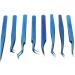 Premium 8-Part Eyelash Extension Tweezers Set - Stainless Steel Ergonomic Blue Titanium with Straight & Curved Tips - Buy Online on GoSupps.com