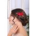 Sither Red Bridal Floral Hair Comb - Wedding Hair Accessories for Bride | Headpiece for Wedding Party, Prom - Gift for Women - Buy Online on GoSupps.com