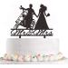 Motorcycle Wedding Cake Topper Bride and Groom with Motorbike Cake Topper Funny Motorcycle Couple Cake Topper for Wedding/Engagement/Bridal Shower Party Decoration