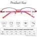 Bezax Semi-Frame Reading Glasses for Women | Blue Light Blocking Computer Readers | Progressive Multifocus +1.0 to +3.0 | Red +2.50 | International Shipping - Buy Online on GoSupps.com