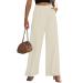 Vetinee Wide Leg Casual Dress Pants for Womens High Waisted Work Pants with Pockets Trousers for Business Office L Vanilla Ice