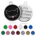 Ibera Gifts - Personalized cat brand for medium to large cats in round shape with cat with engraving name collar brand address trailer cat necklace (black)