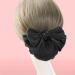 Women Hair Clip Ribbon Barrette with Net Chignon - Black Bun Cover Hair Tie for Professional Hairstyles - Buy Online on GoSupps.com