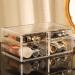 Cq Acrylic Stackable Clear Makeup Organizer Set of 2 with 4 Drawers and Dustproof Lid - Bathroom Countertop Storage Solution - Buy Online on GoSupps.com