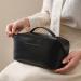 Rudmox Large Capacity Leather Travel Cosmetic Bag for Women - Organizer Toiletry Bag with Handle and Divider | Skincare, Cosmetics, Toiletries - Black - Buy Online on GoSupps.com