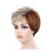 CAIHUASHOPING Hair parts hair short gradient pony white and reddening brown hair wig with pony gig gig headgear short hair wig 4inches wigs