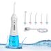 Water Flosser Cordless for Teeth, Portable Water Pick Teeth Cleaner Rechargeable IPX7 Waterproof with 3 Modes 5 Jets Dental Oral Irrigator Flosser, 300ML Detachable Water Tank for Travel Home White