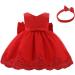 FYMNSI Baby Girl Baptism Christening Dress with Lace Floral Embroidery | Formal Party Wedding Gown for 9-12 Months | Red - Buy Online on GoSupps.com