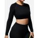 YEOREO Seamless Long Sleeve Crop Gym Shirt for Women - Black, Small (Open Back Design) - Buy Online on GoSupps.com