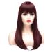 BESTUNG 20 Inches Long Dark Red Straight Ombre Wigs for Women Synthetic Full Hair Natural Fashion Wig with Bangs Fringe for Cosplay Costume or Daily Life (burgundy)