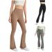 ESCBUKI Flare Yoga Pants for Women High Waist Solid Color Tummy Control Sweatpants Casual Gym Workout Workout Pants Medium Khaki Pants for Women