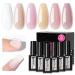 Beautilux Base Builder Gel en Flacon - Gel BIAB Auto-nivelant Sans HEMA et Sans TPO pour Renfort et Prolongation des Ongles 7mlx6pcs - Application Facile - Pour French Manucure et Nail Art HY-0106