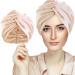 Silk Hair Bonnet Hair Wrap for Sleeping Imitation Silk Bonnet Sleep Night Cap for Women Hair Care Double Layer Soft Silky Head Scarf Match Strong Elastic Band Apply to Washing Makeup Sport One Size Champagne