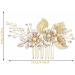 Gold Bridal Hair Comb with Flower Crystal Vine - Sparkly Pearl Rhinestone Headpiece for Women and Girls - Buy Online on GoSupps.com