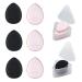 WishLotus 6Pc Mini Finger Powder Puff Drop-Shaped Makeup Sponges for Foundation Reusable Loose Powder Puffs with Small Case for Women&Girls and Makeup Setting Wet & Dry(Black+Pink)