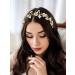 IYOU Bridal Wedding Hair Vines Gold Flower Headband Leaf Pearl Headpiece Bridesmaid Bride Hair Accessories for Women - Buy Online on GoSupps.com