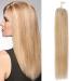 16 inch Micro Loop Beads Human Hair Extensions 100 Strands 100% Remy Invisible Hair Extensions Real Human Hair Micro Rings Straight (50g #18P613 Ash Blonde&Bleach Blonde)