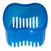 Denture Brush Retainer Case with Basket - Blue | Denture Cups Bath Container for Travel - Mouth Guard & Night Guard Holder - Buy Online on GoSupps.com