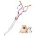 Purple Dragon 6.5 inch dog cups bent for dogs and cat grooming scissors with ultra -light space Aluminum handle jp 440c steel professional fur shear dogs for dog hairdressers and beginners pink 6.5 "