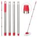 KeFanta Spin Mop Replacement Handle, 4-Section 30-to-58 inch Mop Replacement Stick Compatible with Ocedar Mop Handle for Easy Wring Mop Refills, Germany Screw Red(Germany Screw)