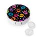 Colored Skull Round Case For Contact Lens Kit Storage Box with Mirror Printed