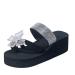 XTZYGLFD Orthopedic Sandals Women Casual Slope Heel Schleife Strass Slipper Sandals Sub bohemian beach shoes flip -clapes silver 5 UK