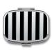 Pill Box Black and-White Stripes Print 2 Compartment Medicine Pill Case Pill Organizer Decorative Metal Portable Pill Box for Pocket Or Purse Style