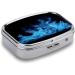 Buy Decorative Blue Flame Print Pill Box - 2 Compartment Portable Medicine Organizer for Pocket & Purse - International Shipping Available - Buy Online on GoSupps.com