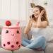 Hpory Bubble Tea Plush Pillow 35cm - Cute Boba Milk Tea Cup Soft Toy with Strawberries | Kids Stuffed Throw Pillow - Buy Online on GoSupps.com