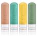 Brovamo silicone travel bottles 90ml set 4 pieces of leak -proof travel bottles for filling with travel organizer portable compiled filling bottle bottles Travel for shampoo toilet items warm series macaron