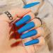 Prosy Artificial Fingernails - Long Blue Coffin Ballerina Acrylic Nails Glossy & Matte Finish Complete Coverage for Women & Girls - 24 Pieces - Buy Online on GoSupps.com