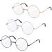 3 pieces retro round glasses fake glasses without starch metal frame brake frame retro metal clear lentils glasses vintage decoration glasses unisex metal frame round glasses round frame glasses for lady herre