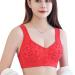 Houkig women's middle -aged and older printing front buckle underwear large size without steel ring soft cotton vest models BH 105D red