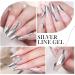 Silver Chrome Gel Nail Polish Liner Metallic Effect Nail Gel Polish Nail Liner Painted Gel Polish Thin Brush For Chrome Nail Soak Off UV/LED for Painting Drawing Swirl Nails (Mirror-effect Silver) - Buy Online on GoSupps.com