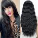 YEESHEDO Long Black Wigs for Women Natural Curly Wavy Synthetic Hair Wig with Fringe for Girls Cosplay Party or Everyday Wear
