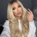 Long Blonde Wigs for Women A ALIMICE Lace Front Blonde Wig Long Wavy Wig Ombre Blonde Wig Synthetic Hair Ombre Lace Front Wigs with Dark Roots for Daily Party