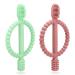 Buy BPA-Free Baby Biting Toys - 2 Pack Silicone Teething Rings for Kids Gum Massage - Bright Green & Caramel - Buy Online on GoSupps.com