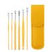 The Most Professional Ear Cleaning Master in 2023 Earwax Cleaner Tool Set Earwax Cleaning Tool 6-Piece Set with PU Leather Spiral Design Stainless Steel Earwax Removal Kit (Yellow)