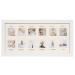 Wood Side Orbis First Year Newborn Baby Collage Keepsake Picture Frame for Photo Memories with Double Beige Mat and Twelve 2x2" Slots - White
