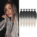 Pre-stretched Braiding Hair 26 inch 6 Packs Professional Kanekalon Synthetic Fiber Crochet EZ Braids Yaki Texture Braiding Hair Extensions (1B/Silver) 26 Inch (Pack of 6) T1B/Silver