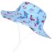LANGZHEN Beach Sun Protection Hat for Baby Girls Adjustable Toddler Kids Hat Wide Brim Summer Play Hat with Chin Strap Crab -Light Blue 1-2 Years