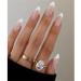 CRRLtry Almond Press on Nails Medium Press on Nails Pearl Stick on Nails White French Fake Nails 24PCS WHITE-FRENCH