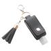 Durratou 30Ml Empty Refillable Plastic with Tassels PU Leather Keychain Holder Gray Black