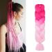 Aomig Braids Extensions - 2PC Ombre Art Hair for Braiding - 24 Strands Pink/Light Pink Lichen Extensions for Box Braids - Buy Online on GoSupps.com