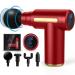 Shavingfun massage gun massage gun mini massage gun with 6 speeds 4 massage heads LCD touchscreen for shoulder body relaxing for alleviation of muscle pain (red)