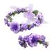 Crown Headbands Flower Wreath Garland Headbands Hair Wreath with Bracelet for Wedding Festival Party (Purple) Violet