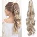 SEGO 24" Inch Ponytail Hair Extension Clip In With Jaw/Claw - Sandy Blonde & Bleach Blonde - Synthetic Hairpieces Curly Ponytail Extension
