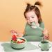 21 Pcs Silicone Baby Feeding Set - Toddler Led Weaning Supplies - Suction Plate, Spoon, Fork, Bowls, Sippy Cup, Bib, Placemat - 10+ Month - Dark Color Fresh Style - Buy Online on GoSupps.com