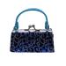 Glitter Flower Lipstick Case with Handle Mahjong Purse - Blue