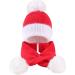 Baby Balaclava Kids Winter Hat Scarf with Double Pom Pom Design - Red - Buy Online on GoSupps.com